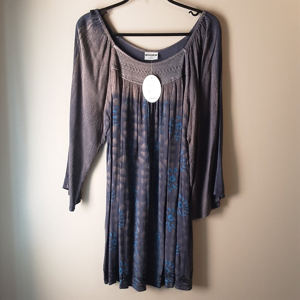 Shoreline New Blue Rayon Flowy Tunic Dress One Size